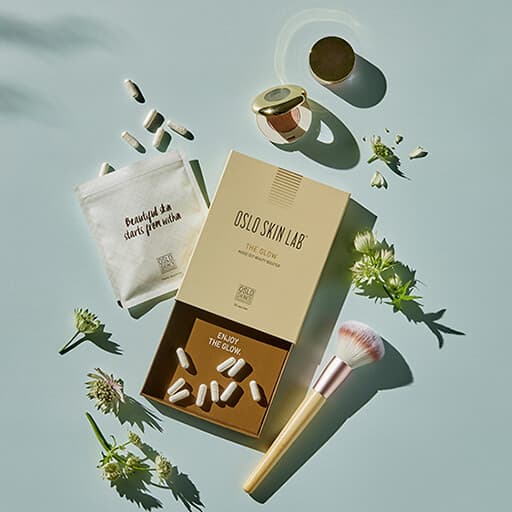 The Glow package and capsules blue background